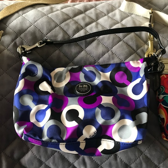 Coach Blue and Purple Patterned Shoulder Bag - Picture 1 of 4
